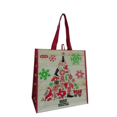 China Barrier Customized Christmas Grocery Recycled PP Shopping Bags for sale