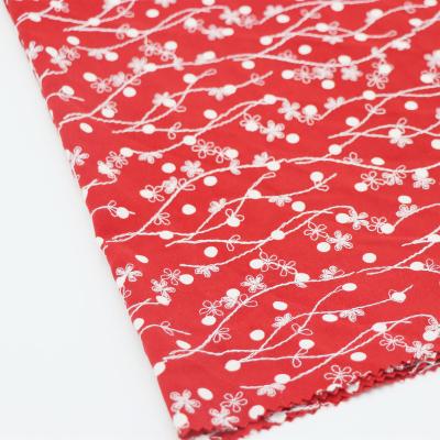 China Breathable 100% Polyester Chain Stitch Embroidery Printing Dot Design Fabric for Women and Girls for sale