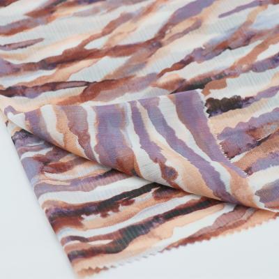 China Custom Printed Memory Polyester Pleat Chiffon Fabric Crepe Chiffon Fabric for sale