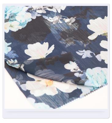 China 100% Memory Polyester Custom Printed Polyester Pleat Chiffon Fabric Crepe Chiffon Fabric for sale