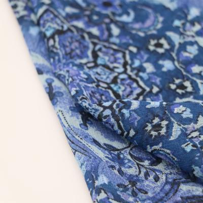 China 100% Memory Polyester Custom Printed Polyester Pleat Chiffon Fabric Crepe Chiffon Fabric for sale