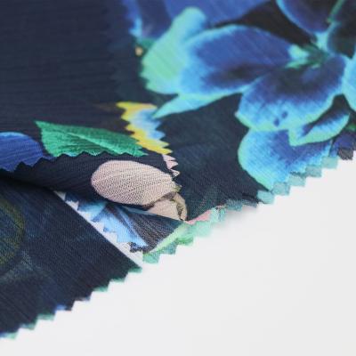 China Wholesale Woven Memory Polyester Custom Printed Pleat Chiffon Fabric Crepe Chiffon Fabric for sale