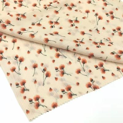 China Memory 75D Polyester 100% Pleated Chiffon Fabric Soft Printed High Twist Chiffon Fabric For Women Skirts for sale