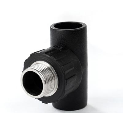 China Male 32 50 63 Thread Tee HDPE Pipe Connector Hdpe Hot Fusion Fittings 1inch 4inch 6inch 25 for sale