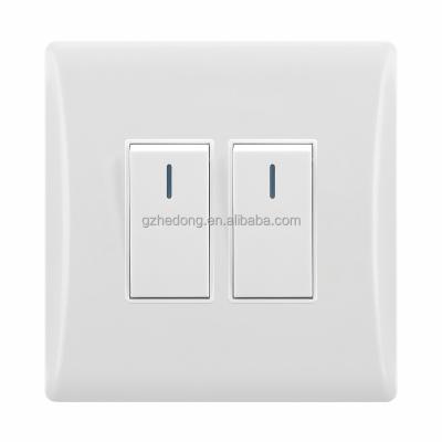 China Smart Home Automation System New Style Light Switches 2 Gang 2 Way Wall Switch With White Small Button Color Customized Wall Switches for sale