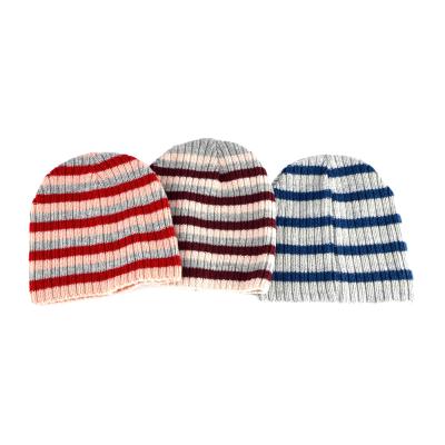 China COMMON Striped Soft Winter Fashionable Knitted 100% Wool Hat For Unisex Knitted Hat Now Warm for sale