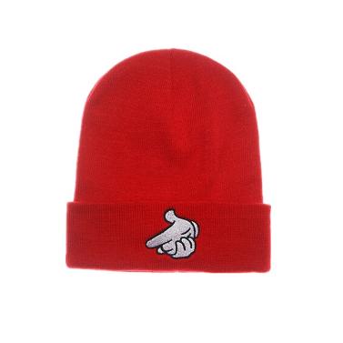 China COMMON Fashion Red Cuff Hemming Stitch Winter Knit Beanie for sale