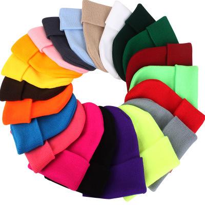 China COMMON Customized Wholesale Solid Color Plain Knitted Beanie Winter Hat With Cuff For Adults for sale