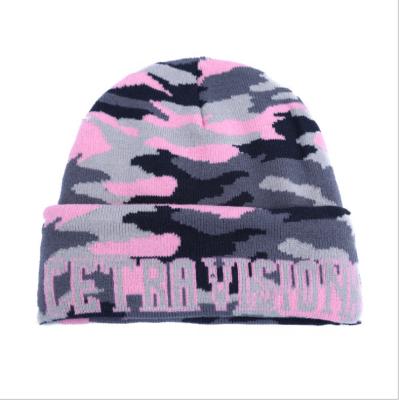 China JOINT Camouflage Jacquard Winter Cuff Full Custom Beanie For Kids for sale