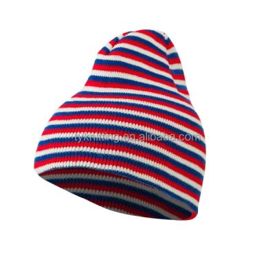 China JOINT Fashion Hot Sale Knitted Long Striped Multi Slouch Fashionable Unisex Beanie Hat for sale