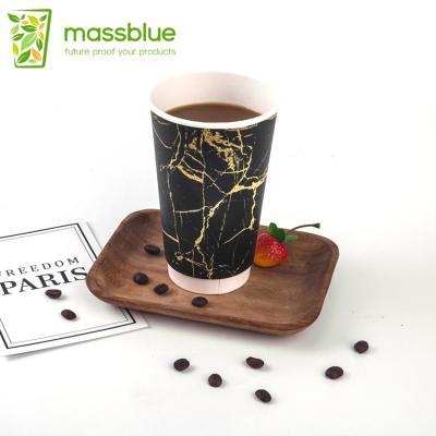 China High Quality Disposable Double Wall Logo Custom Printed Disposable Kraft Paper Coffee Cup for sale