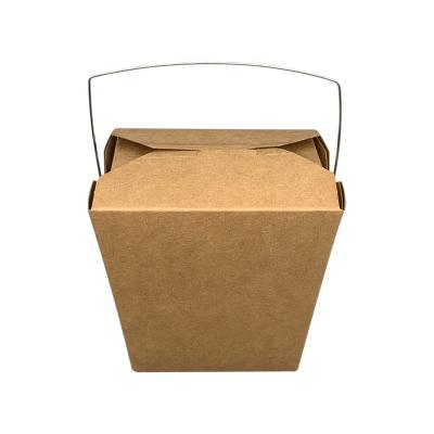 China Disposable Custom Logo Disposable Fried Chicken Box Kraft Paper Eco-friendly Noodle Takeout Box With Handle for sale