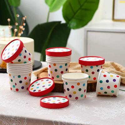 China Design Disposable Biodegradable Disposable Cup White Paper Ice Cream Take Out Cups With Lids for sale