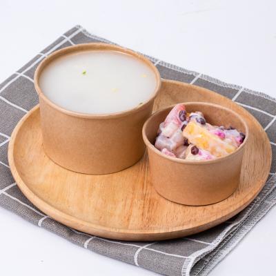 China 1000ml Disposable Biodegradable Kraft Paper Cup Ice Cream Cup With Lid And Spoon for sale