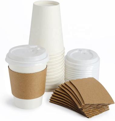 China Recycled Materials Hot Sale Packaging Material Cup Sleeve Custom Style Disposable Biodegradable Heat Proof Coffee Paper Cup Sleeve for sale