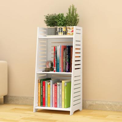 China (Other)Adjustable Modern White PVC Foam Board Bookcase Ladder Shelf Bookcase for sale