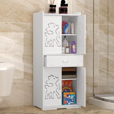 China Modern Multifunctional White PVC Bathroom Storage With Drawers Organizer Bathroom Storage 4 Tiers for sale