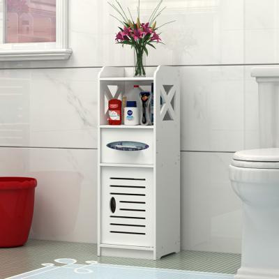 China Modern multifunctional small bathroom product storage cabinet trush can hiding for sale