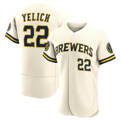 China 2023 Wholesale Cheap Antibacterial Milwaukee Brewers Baseball Jersey #22 Christian Yelich Top Embroidery Hot Sale Quilted Jersey for sale