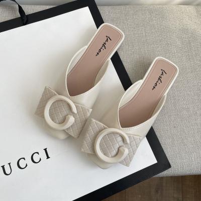 China Fashion Trend Summer New Arrival Open Toe Women's Sandals Shoes Slip On PU Leather Sandals Shoes For Women And Ladies for sale