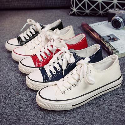 China Light weight 2020 Spring and Autumn Women's Low-cut Flat Casual Shoes Pure White Flat Lace-Up Casual Shoes Canvas Shoes for sale