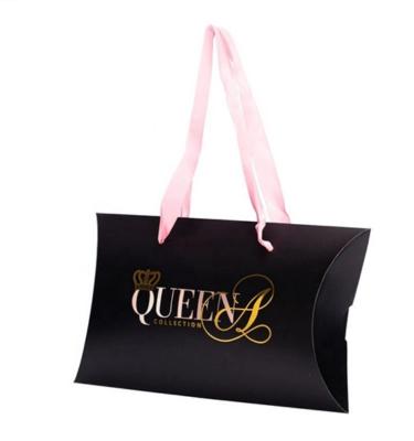 China New Brand Customized Recyclable Design Hair Extension Packaging Box LOGO Gold Foil Wig Pillow Box for sale