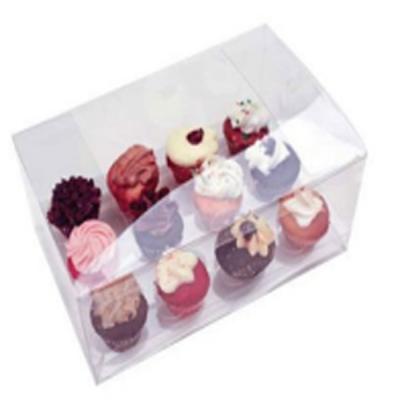 China Recyclable Custom Cup Cake Box PVC PET Packaging Box With Clear Display Window for sale