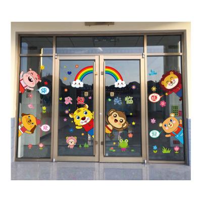 China Water Proof No Glue No Stains Left China Factory LOGO Size Shape Static Custom Door Cling Decorative Door Sticker Stained Glass Label for sale