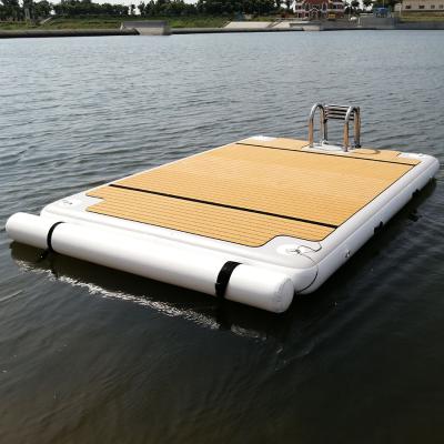 China Commercial grade PVC 4mx2mx0.2m swimming island floats inflatable water deck yacht floating dock with low price for sale