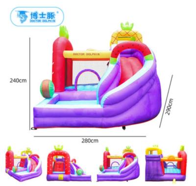 China PVC friut boucer with slide castle bouncy castle for kids for sale