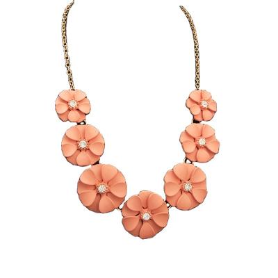 China CLASSIC Fashion Jewelry Alloy Plating 18K Rose Gold Painting Diamond-Studded Flowers Women's Short Necklace Big Clavicle Chain for sale