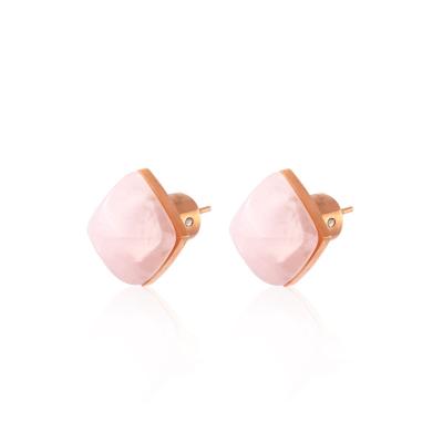 China Women Fashion Personality Insti Ethos Rose Gold Crystal Titanium Steel Single Ear Stud for sale