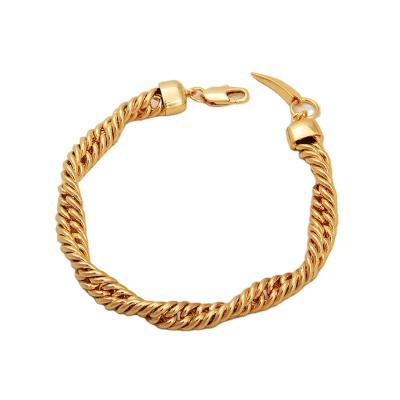 China Real 18K Gold Fashion Jewelry Hyperbola Twist Chain Simple Women's Bracelet Hand Jewelry Brass Electroplating for sale