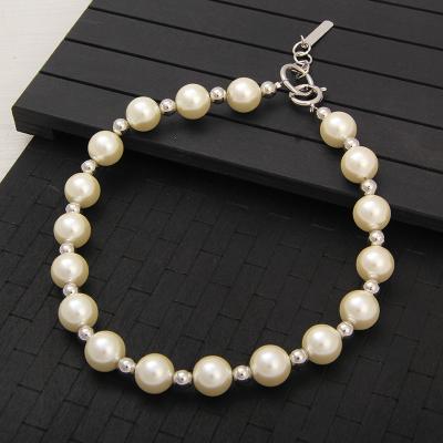 China Fashion Neo-Gothic Jewelry Big Short Glass Bead Clavicle Chain and Silver Copper Ball Spiky Women's Necklace for sale