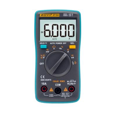 China ZOYI 6000 Count Digital Multimeter ZT102 Portable Auto Range Digital Multimeter 130*65*32mm for sale