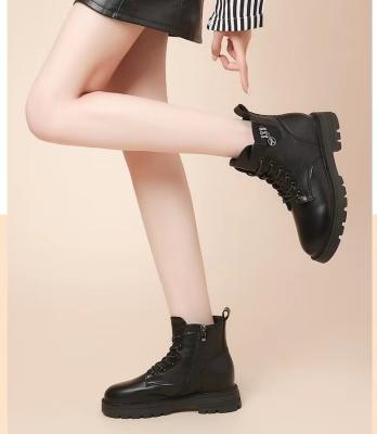 China High Quality Women's Boots Breathable Student Anti-skid Shoe Lady Short Round Toe Leather Boots Customized for sale