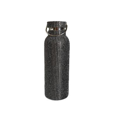 China Sport Sustainable Glitter Water Bottle Insulated Bling Rhinestone Stainless Steel Thermal Bottle for sale