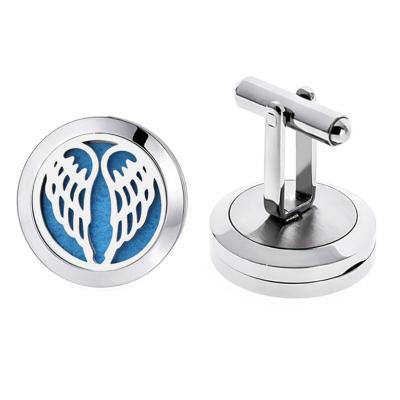 China Custom Stainless Steel Clouds Design 20mm Cufflinks Set Stainless Steel Aromatherapy Essential Oil Diffuser Cufflink for sale