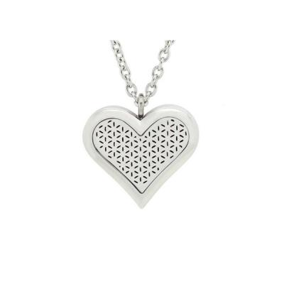 China Wholesale Stainless Steel 316L Stainless Steel Aromatherapy Essential Oil Diffuser Heart Shaped Necklace for sale