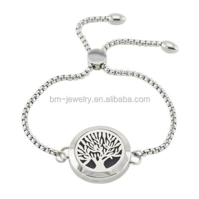 China Wholesale Design 316L Stainless Steel Aromatherapy Essential Oil Diffuser Bracelet Stainless Steel Tree of Life for sale