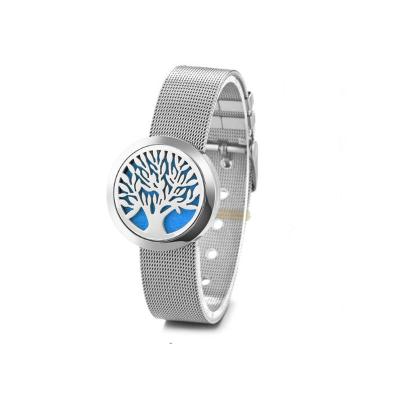 China Wholesale Design 30mm /25mm Stainless Steel Aromatherapy Essential Oil Diffuser Bracelet Fashion Tree of Life for sale