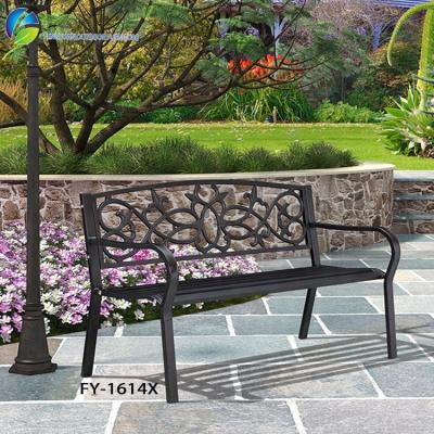 China Rust Proof Durable Use Waterproof Garden Bench Chairs Outdoor Cast Iron Patio Furniture Metal Bench for sale