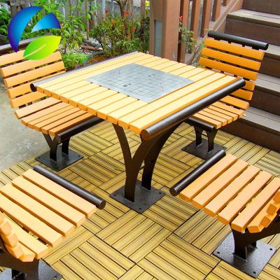 China wood bench table set UV-resistant outdoor HDPE slats picnic table with benches for sale