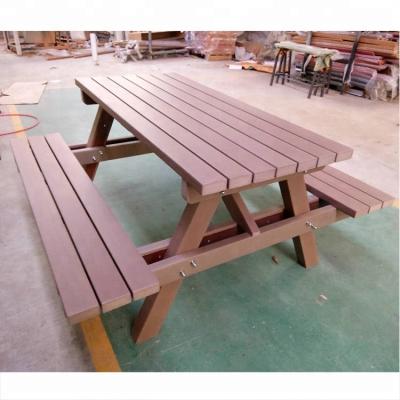 China fashion UV-resistant custom comfortable HDPE factory furniture street plastic wooden outdoor picnic table for sale