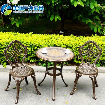 China Rust Proof Cast Aluminum Balcony Table And Terrace Outdoor European Outdoor Yard Chair Combination Garden Coffee Table Small for sale