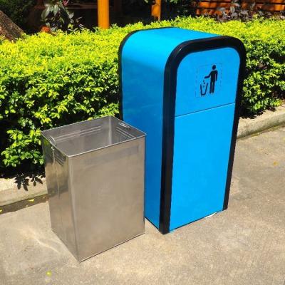 China Durable Outdoor Decorative Galvanized Trash Can Recycling Garbage Waste Bin Litter Bin With Garbage Lock for sale