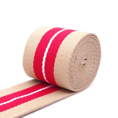 China Viable Custom Design Good Price Wide Coarse Weave Multicolor Polyester Cotton Webbing Webbing Strap for sale