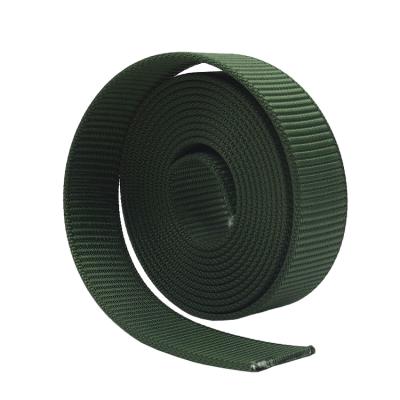 China Viable 35mm Green Raw Weave Solid Colors Thicken Heavy Duty 100% Polyester Webbing For Military Belt for sale