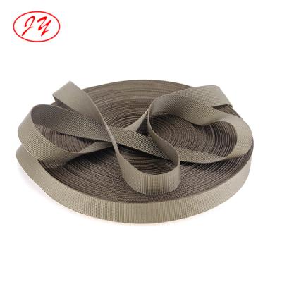 China Durable Wholesale Solid Braided Webbing Strap Durable 10mm PP Webbing Belt Brown Color for sale