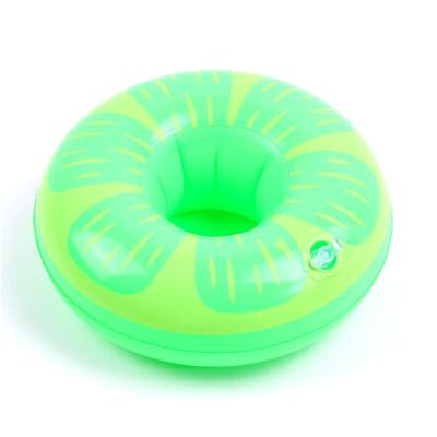 China Europe PVC Inflatable Drink Cup Holder Water Lemon Beach Floating Inflatable Cup Holder Coaster for sale